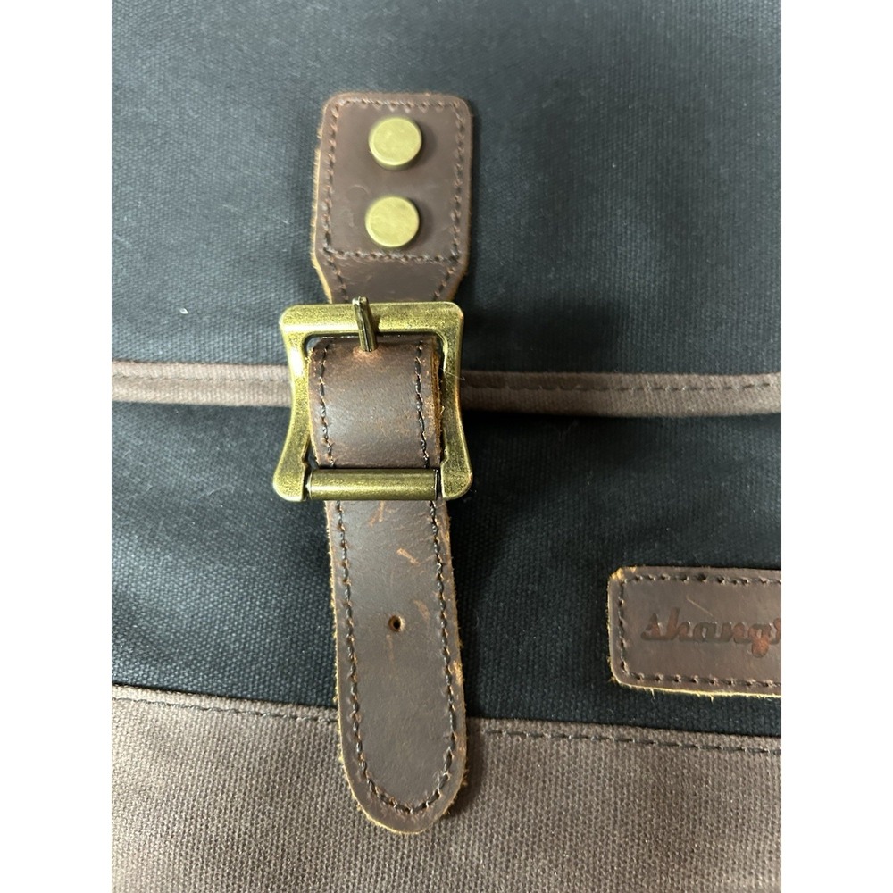 Shangri-La waxed Canvas & Leather Crossbody Black &  Brown Bag Adjustable Straps